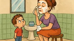 Banc: Un copil își prinde mama