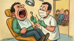 Banc: Dentistul zice: „Urlă cât poți!”