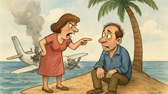 Banc: O familie se prăbușește pe insulă