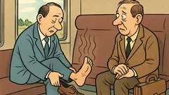 Banc: În tren, își scoate pantoful…