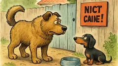 Banc: Un dulău vede „Câine rău”