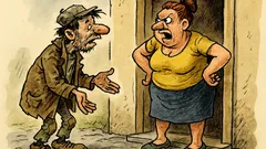 Banc: Un cerșetor sună la o ușă