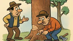 Banc: Gheorghe îl prinde pe Ion tăind