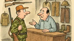 Banc: Un vânător intră în magazin…