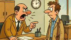 Banc: Un angajat întârzie la serviciu...