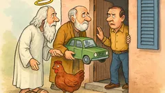 Banc: Dumnezeu și Sfântul Petru bat la uși