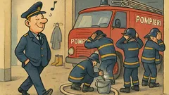 Banc: Șeful pompierilor intră relaxat în unitate