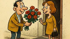 Banc: Un tip vine cu flori la întâlnire