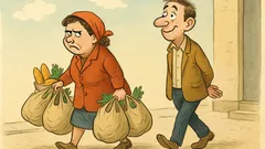 Banc: Soțul și soția vin de la cumpărături