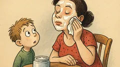 Banc: Un copil își urmărește mama cu crema