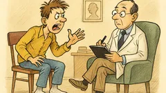 Banc: În cabinetul psihiatrului, un tânăr...