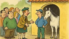 Banc: Un scoțian intră la închiriat cai...