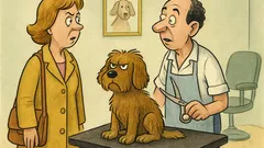 Banc: O doamnă intră într-o frizerie