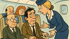 Banc: Stewardesa întreabă un pasager neliniștit...