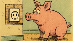 Banc: Un porc se uită la o priză...