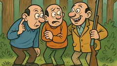 Banc: Trei prieteni în pădure: un surd...