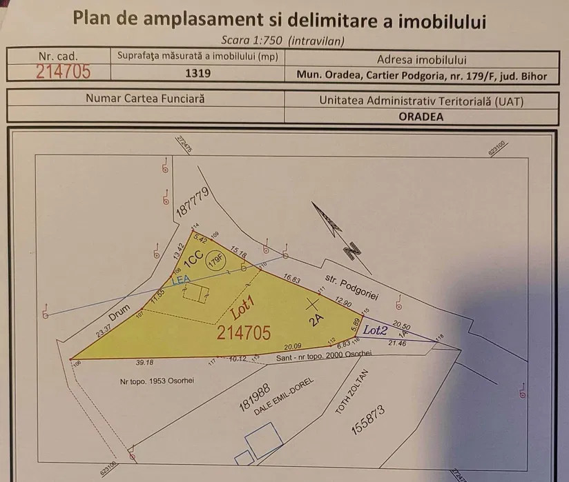 Teren intravilan 1319 mp Podgoria de vanzare